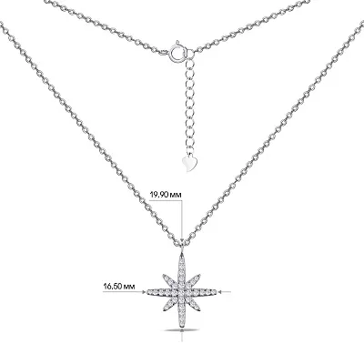 Серебряное колье &quot;Звезда&quot; с россыпью фианитов  (арт. 7507/1468)