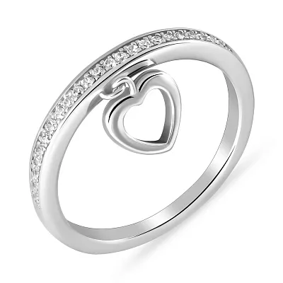 Серебряное кольцо с сердечком и фианитами (арт. 7501/4836)