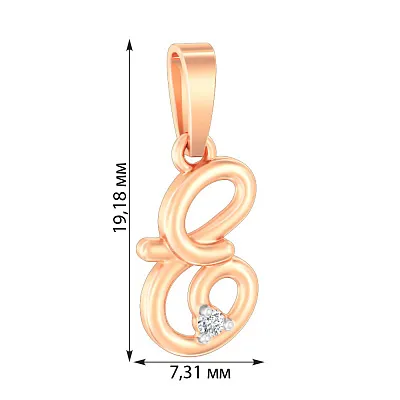 Золотая подвеска «Буква  Е» с фианитом (арт. 440624)
