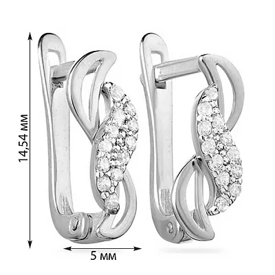 Сережки з білого золота з фіанітами (арт. 110321б)