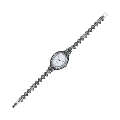 Срібний годинник з марказитами та фіанітами (арт. 7426/273мрк)