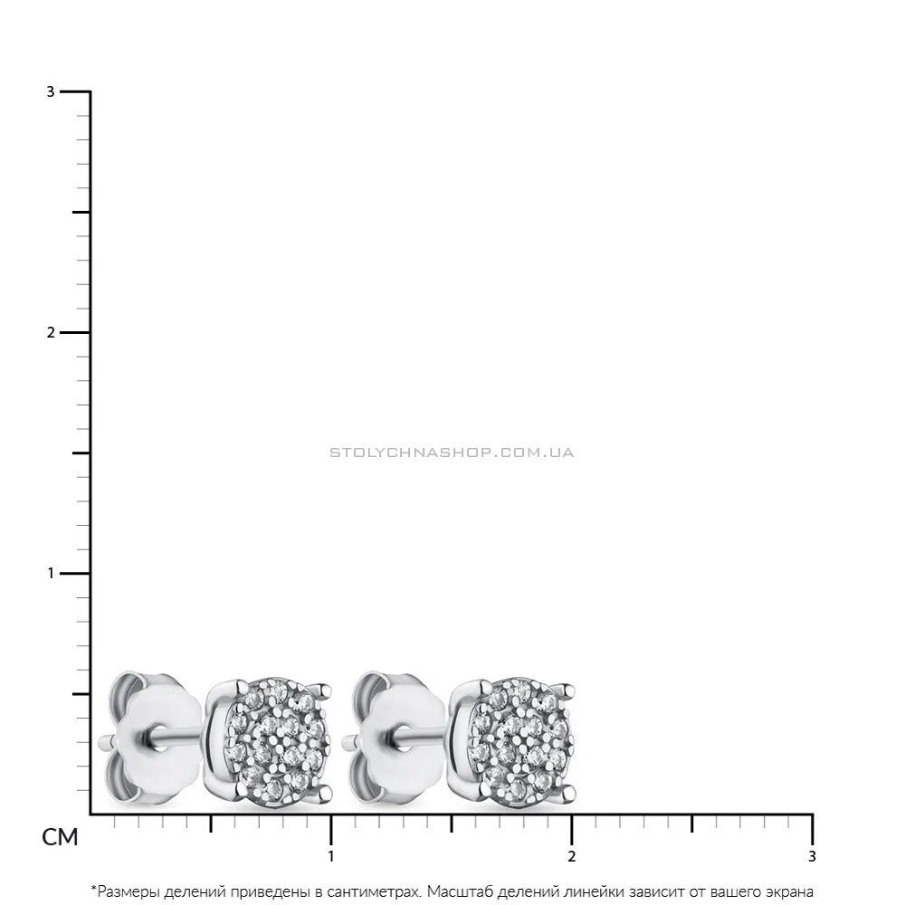 Срібні сережки-пусети з розсипом фіанітів  (арт. 7518/5916) - 2 - цена