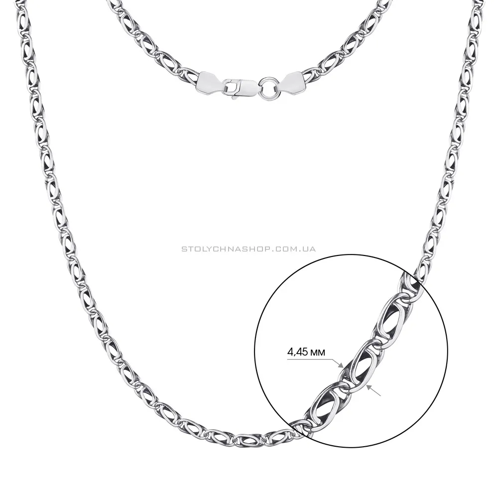 Срібне кольє-ланцюжок плетіння Фантазійне (арт. 7908/1045-ч) - 2 - цена