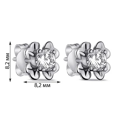 Срібні сережки-пусети Квіточки з фіанітами (арт. 7518/6815)