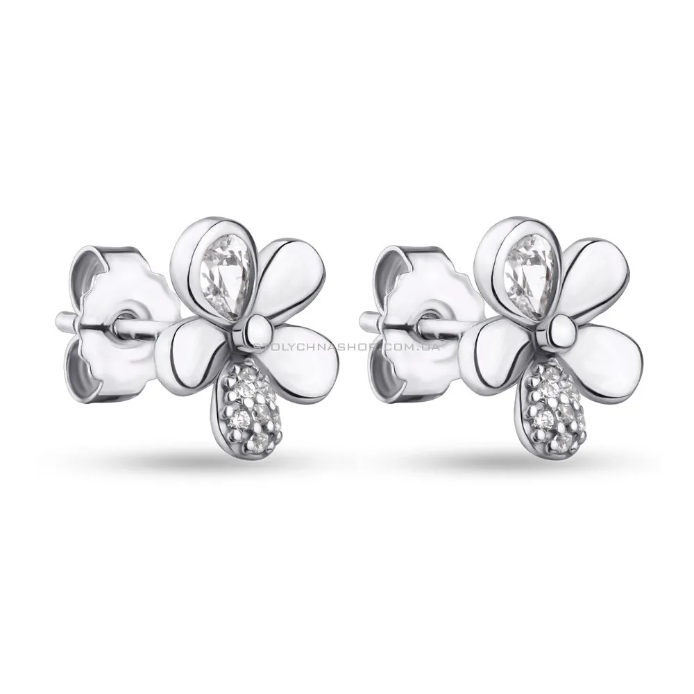 Срібні сережки-пусети "Квіти" з фіанітами  (арт. 7518/5199)