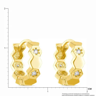 Золоті сережки-кільця з фіанітами (арт. 107607/15ж)