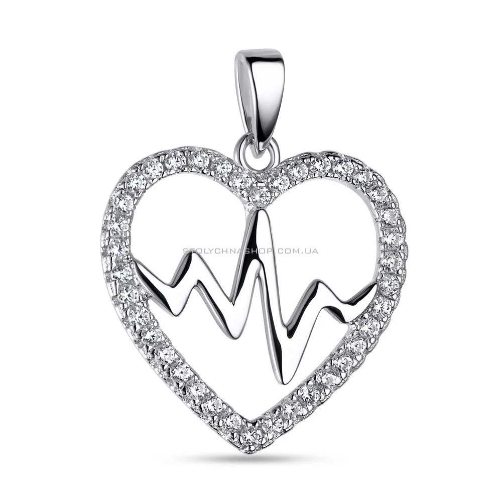 Серебряная подвеска «Сердце» с фианитами (арт. 7503/2666)