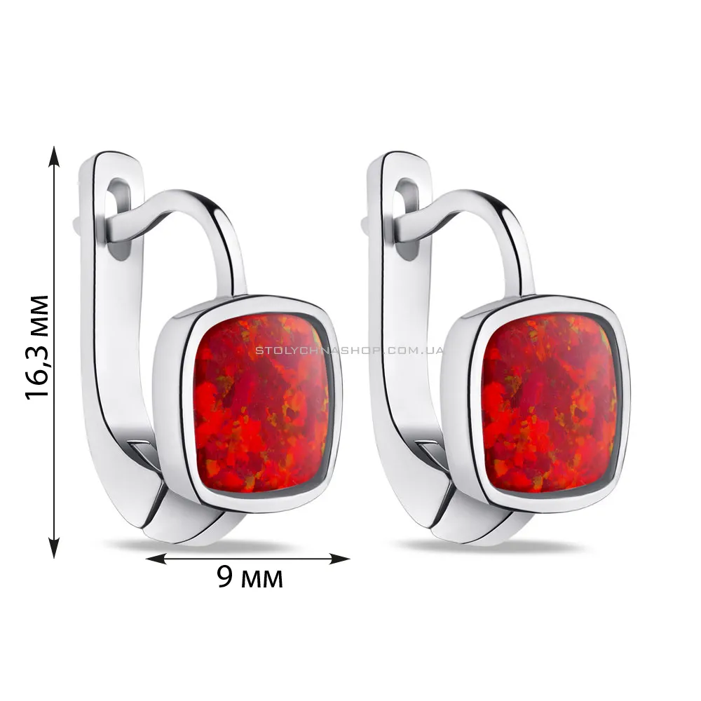 Срібні сережки з червоним опалом (арт. 7502/4549Пок) - 2 - цена