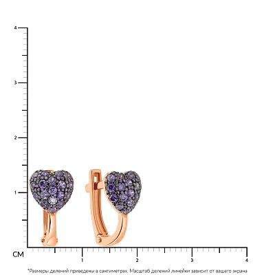Детские золотые серьги «Сердечки» с фианитами (арт. 110262ф)