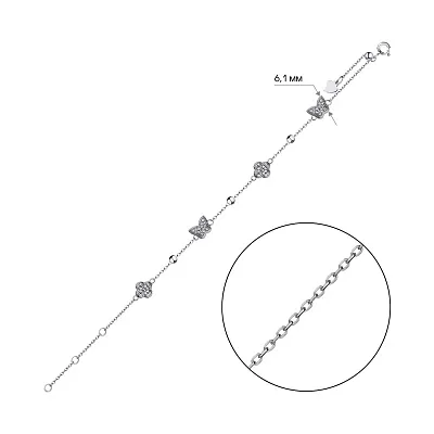 Серебряный браслет с фианитами (арт. 7509/БК2Ф/1108Ш-21)