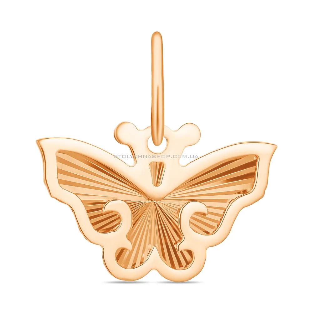 Золотая подвеска «Бабочка» с алмазной гранью (арт. 424221)
