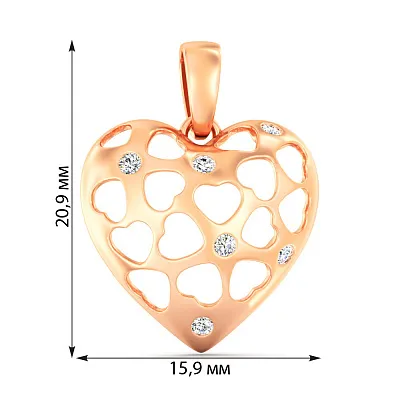 Золотая подвеска Сердечко с фианитами (арт. 440964)