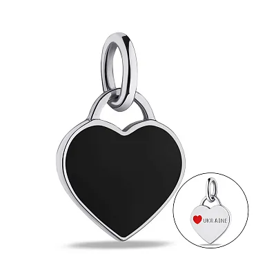 Срібний кулон Серце з чорною емаллю (арт. 7503/0927ечкпю)
