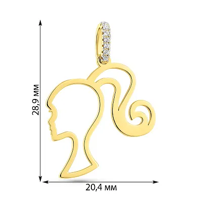 Підвіс з жовтого золота Барбі з фіанітами (арт. 440969ж)
