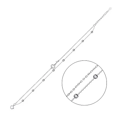 Срібний браслет на ногу «Ключик» з фіанітами (арт. 7509/2107)