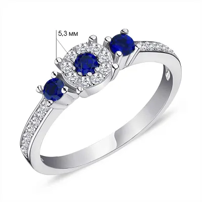 Серебряное кольцо с белыми и синими фианитами (арт. 7501/4401цс)