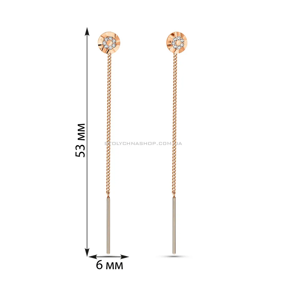 Золоті сережки-протяжки з фіанітами (арт. 109318) - 3 - цена