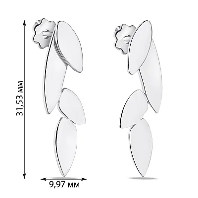 Сережки-пусети зі срібла "Листочки" (арт. 7518/902-00910)