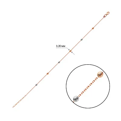 Браслет из красного и белого золота с шариками (арт. 323582кб)