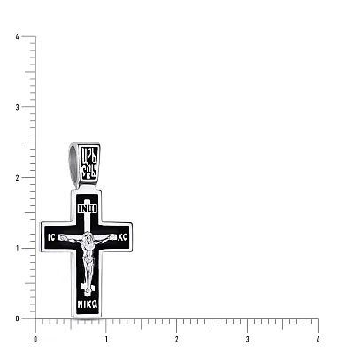 Срібний натільний хрестик з розп'яттям та емаллю (арт. 7504/333105еч)