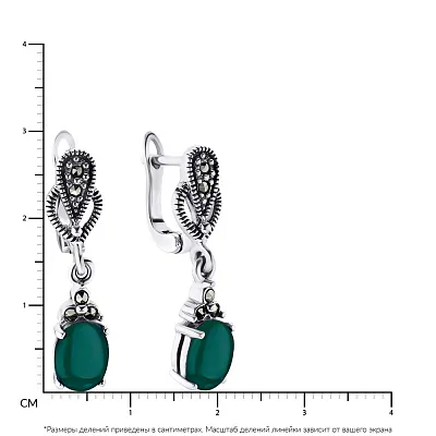 Сережки зі срібла з зеленим оніксом (арт. 7402/3755мркоз)