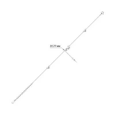 Срібний браслет на ногу &quot;Метелики&quot; з фіанітом (арт. 7509/3074)