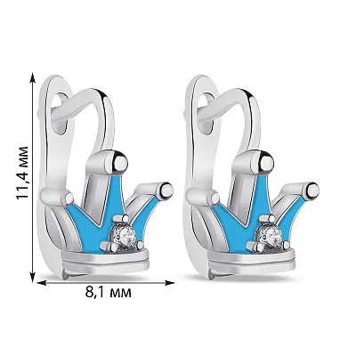 Дитячі срібні сережки Корона з емаллю (арт. 7502/9026ег)