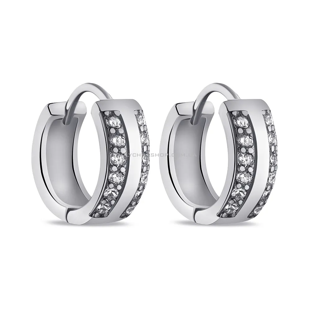 Срібні сережки-кільця з доріжкою з фіанітів (арт. 7502/9490) - цена