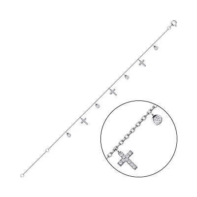 Браслет зі срібла з підвісками і з фіанітами  (арт. 7509/3163)