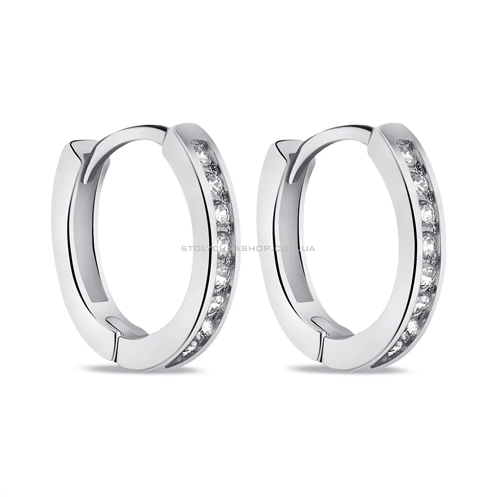 Срібні сережки-кільця з доріжкою з фіанітів (арт. 7502/9399/10) - цена
