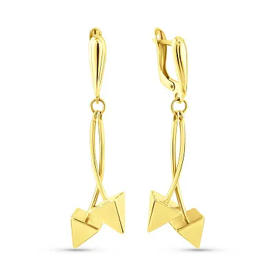 Серьги из желтого золота с подвеской (арт. 105903ж)