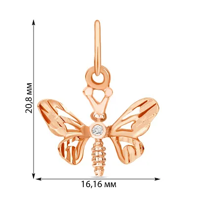 Подвеска «Бабочка» из красного золота (арт. 420289)