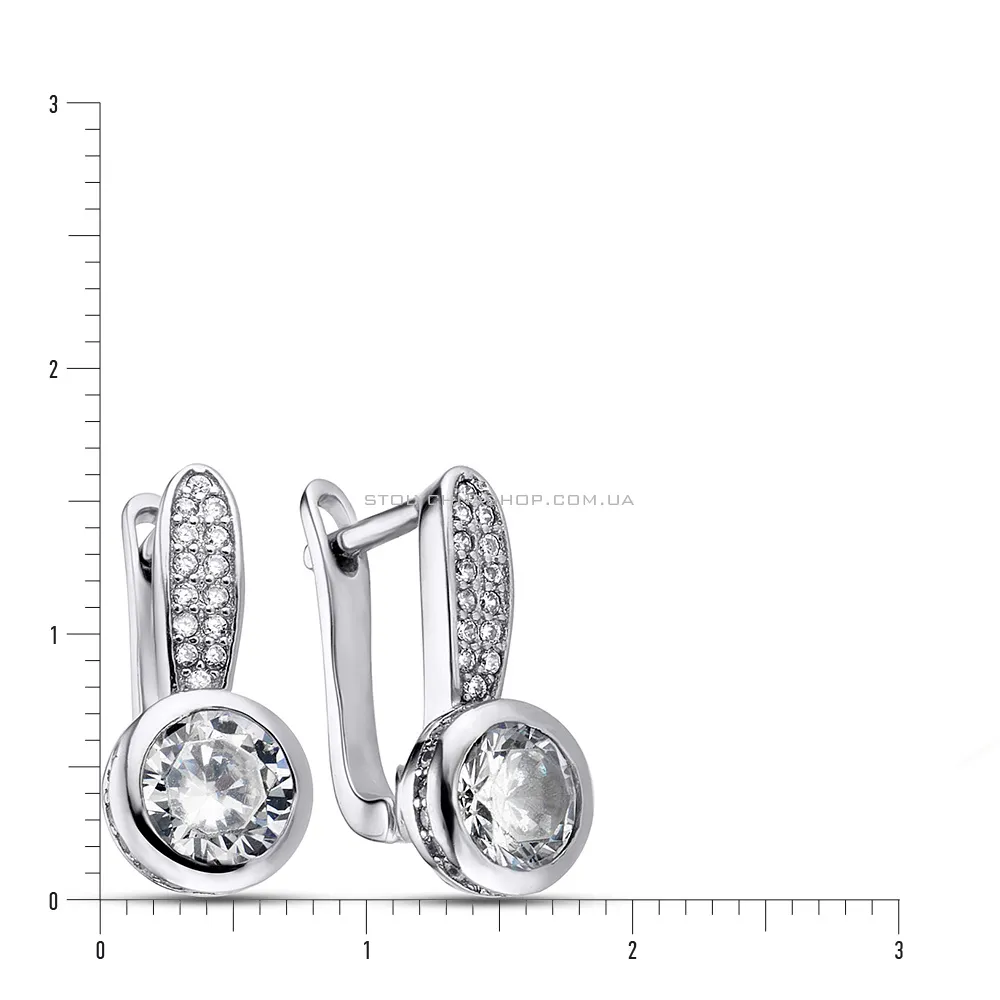 Сережки зі срібла з фіанітами (арт. 7502/2846) - 2 - цена
