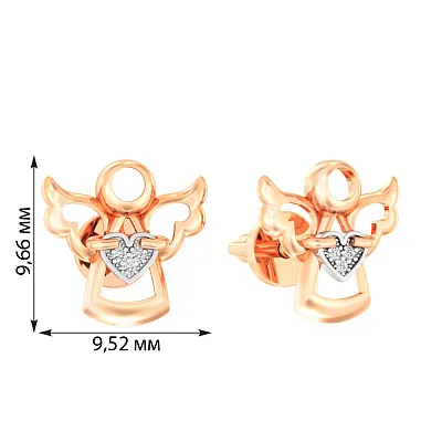 Золотые серьги пусеты «Ангелы» с фианитами (арт. 110582)