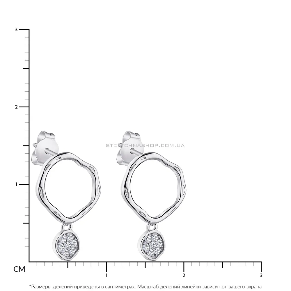 Сережки зі срібла з підвісками  (арт. 7518/6168) - 2 - цена