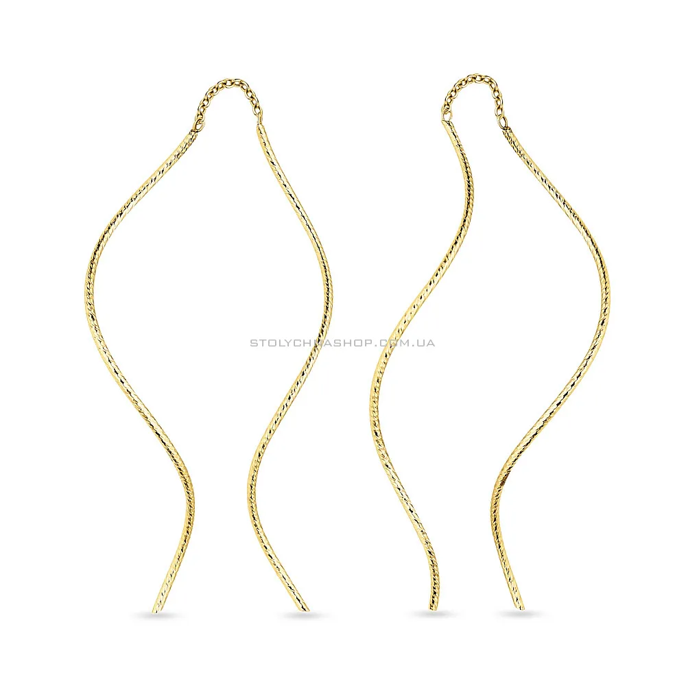 Сережки протяжки из желтого золота (арт. 108229ж) - цена