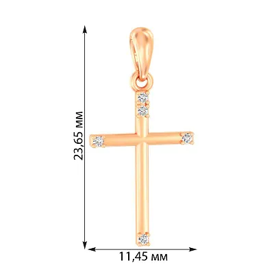 Хрестик з червоного золота з діамантами (арт. П011383005)