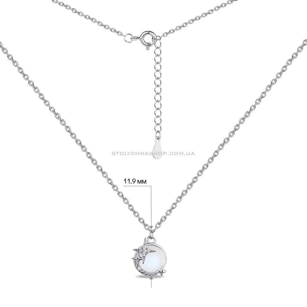 Колье из серебра с лунным камнем и фианитами (арт. 7507/1707міс) - 3 - цена