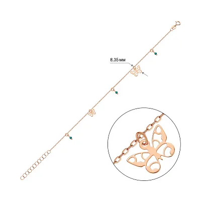Золотий браслет Метелики з фіанітами  (арт. 326956брз)