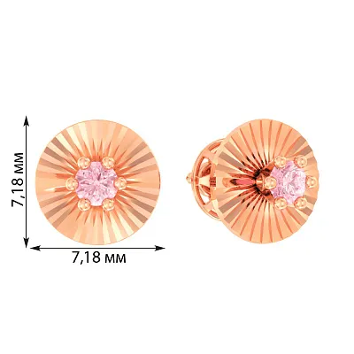 Дитячі золоті сережки з рожевими фіанітами (арт. 110507р)