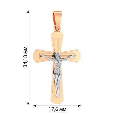 Хрестик з розп'яттям з комбінованого золота (арт. 501655)