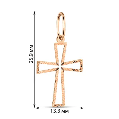 Хрестик з червоного золота з алмазною гранню (арт. 440868/25а)