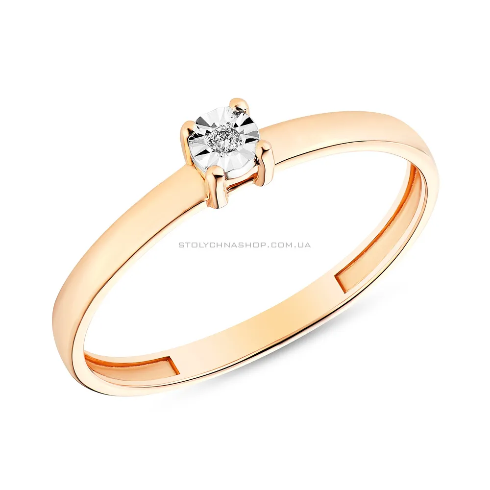 Золотое кольцо с бриллиантом  (арт. К011026) - цена