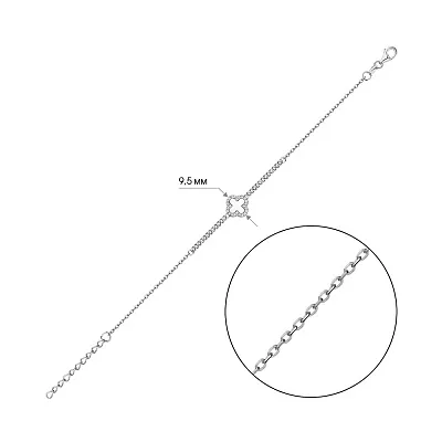 Браслет из серебра Клевер с перламутром и фианитами (арт. 7509/4584/10п)