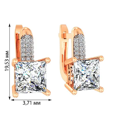 Сережки з червоного золота з фіанітами (арт. 111026)