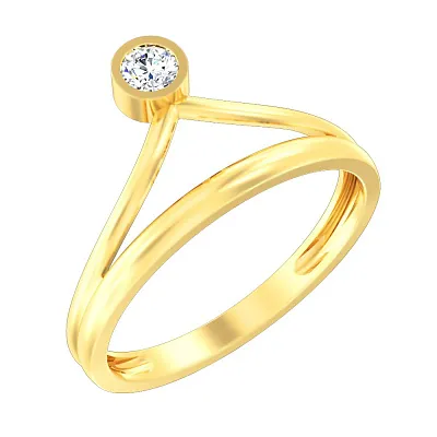 Золотое кольцо с фианитом в желтом цвете металла (арт. 140759ж)