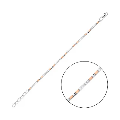 Срібний браслет з фіанітами та золотими накладками (арт. 7209/213брп)