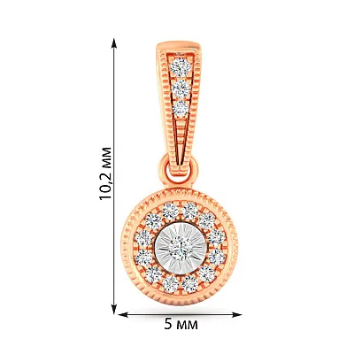 Кулон з червоного золота з діамантами  (арт. П011664005)