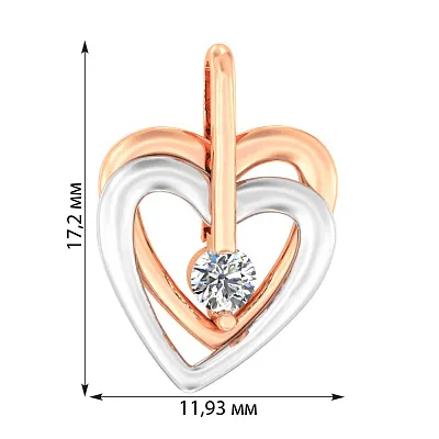 Золота підвіска «Два серця» з фіанітом (арт. 440353кб)