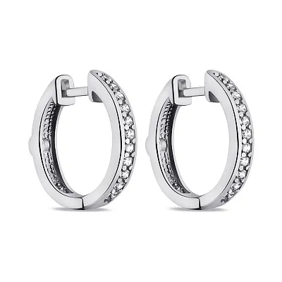Серьги-кольца из серебра с фианитами (арт. 7502/25064р)